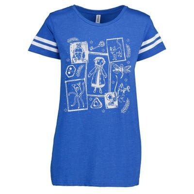 Coraline Button Doll  Coraline Movie  Coraline Crewneck  Enza Ladies Jersey Football T-Shirt