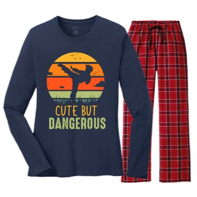 Cute But Dangerous Karate Student Trainee Karateka Master Women's Long Sleeve Flannel Pajama Set 