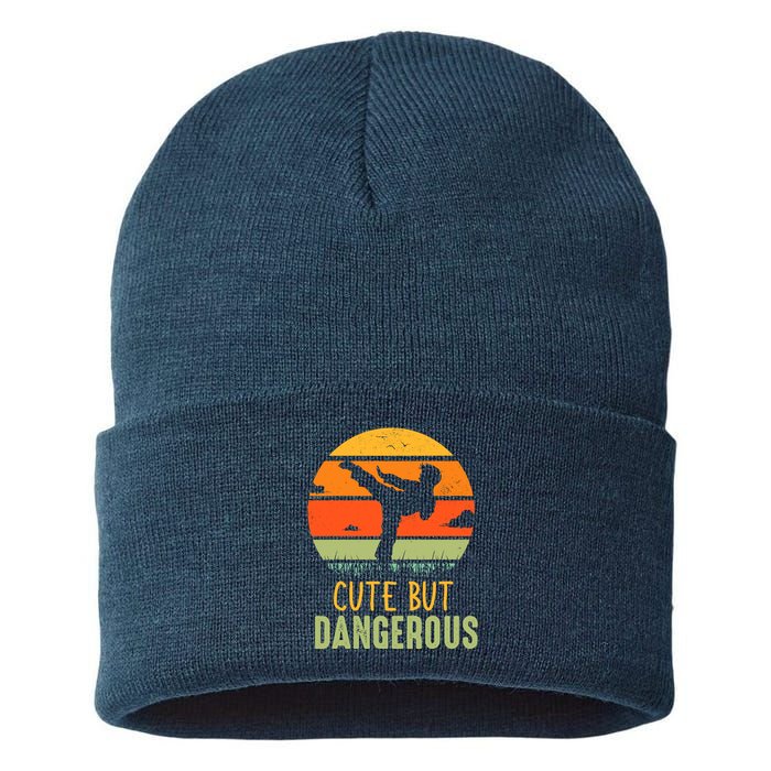 Cute But Dangerous Karate Student Trainee Karateka Master Sustainable Knit Beanie