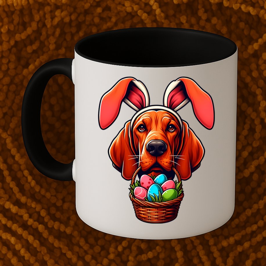 Cute Bunny Ears Redbone Coonhound Dog Easter Egg Hunt Mom Gift Mug