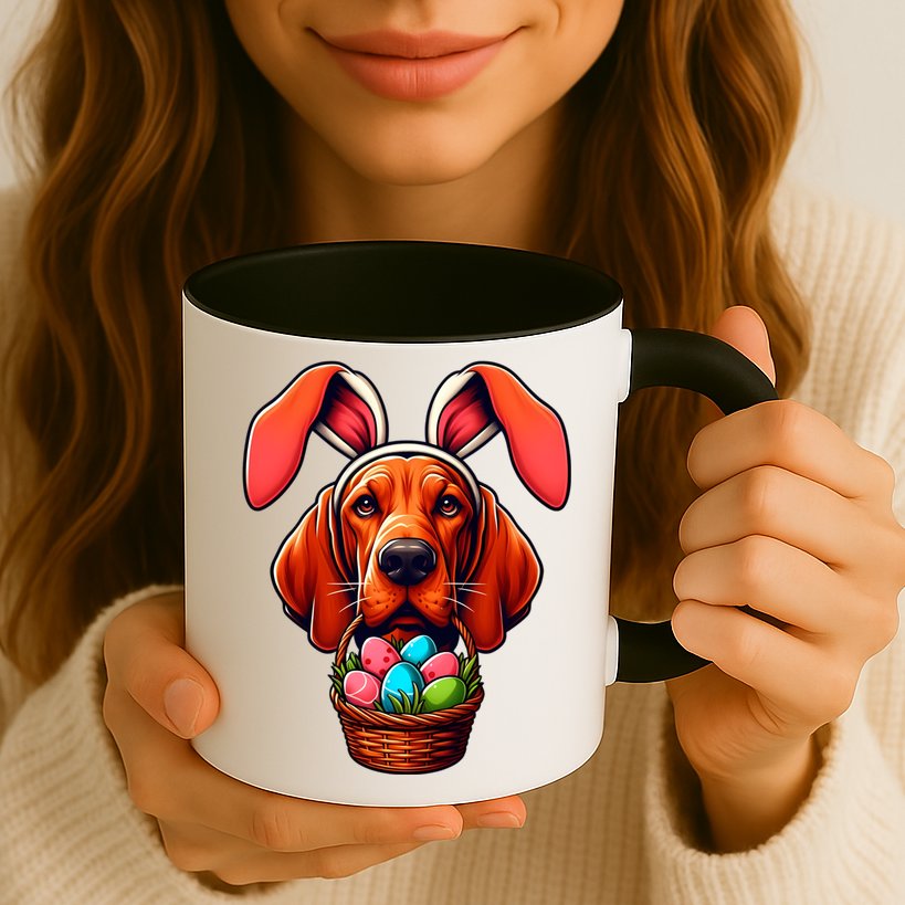 Cute Bunny Ears Redbone Coonhound Dog Easter Egg Hunt Mom Gift Mug