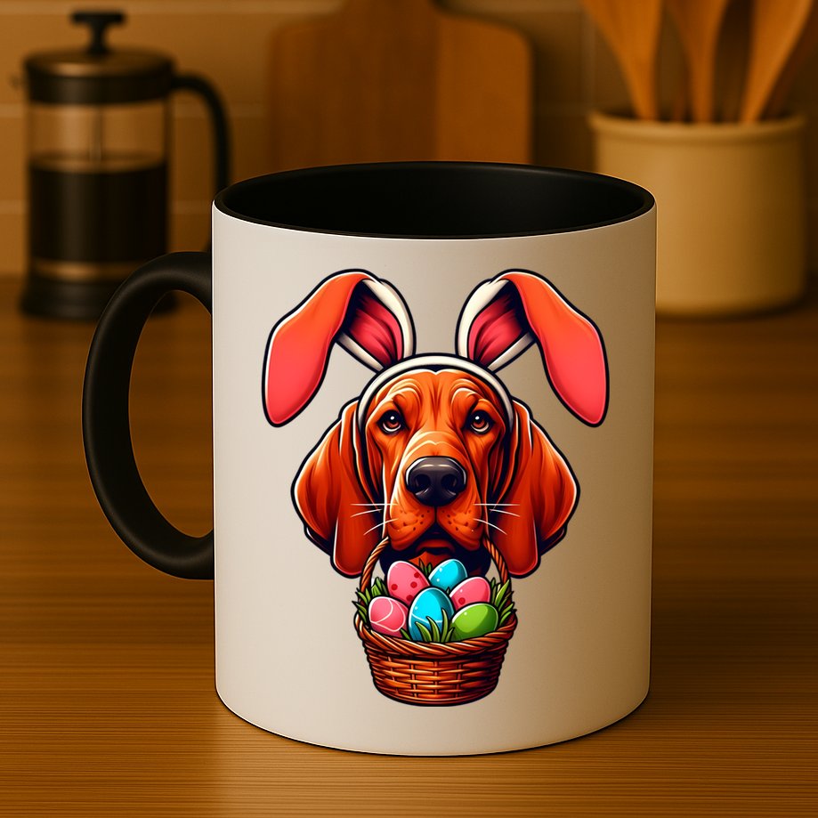 Cute Bunny Ears Redbone Coonhound Dog Easter Egg Hunt Mom Gift Mug