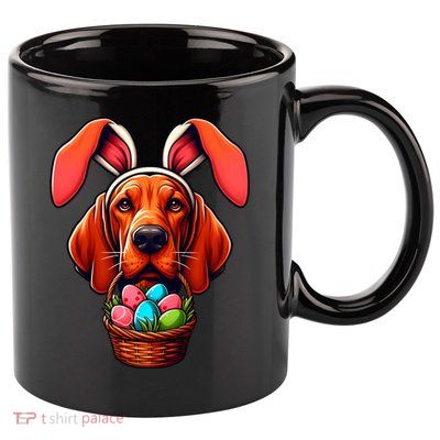 Cute Bunny Ears Redbone Coonhound Dog Easter Egg Hunt Mom Gift 11oz C Handle Ceramic Mug