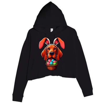 Cute Bunny Ears Redbone Coonhound Dog Easter Egg Hunt Mom Gift Crop Fleece Hoodie