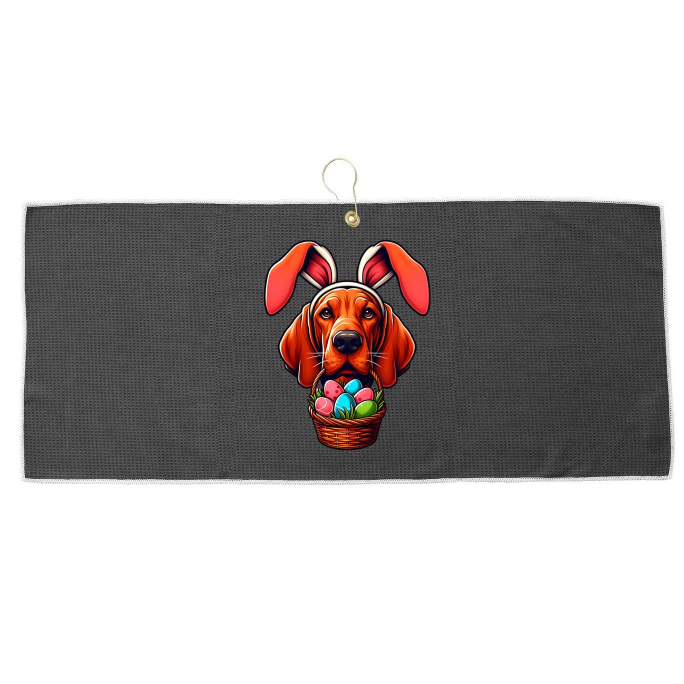 Cute Bunny Ears Redbone Coonhound Dog Easter Egg Hunt Mom Gift Large Microfiber Waffle Golf Towel