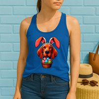 Cute Bunny Ears Redbone Coonhound Dog Easter Egg Hunt Mom Gift Womens Tank Top