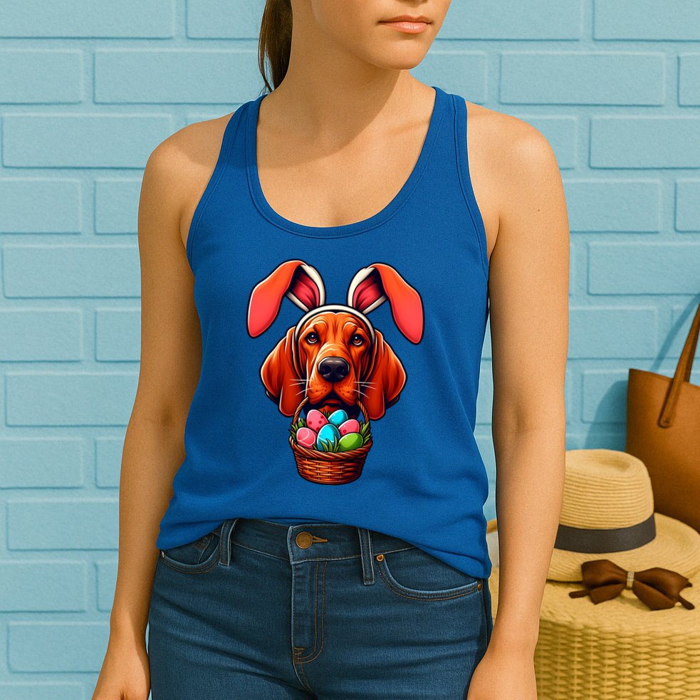 Cute Bunny Ears Redbone Coonhound Dog Easter Egg Hunt Mom Gift Womens Tank Top