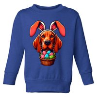 Cute Bunny Ears Redbone Coonhound Dog Easter Egg Hunt Mom Gift Toddler Sweatshirt