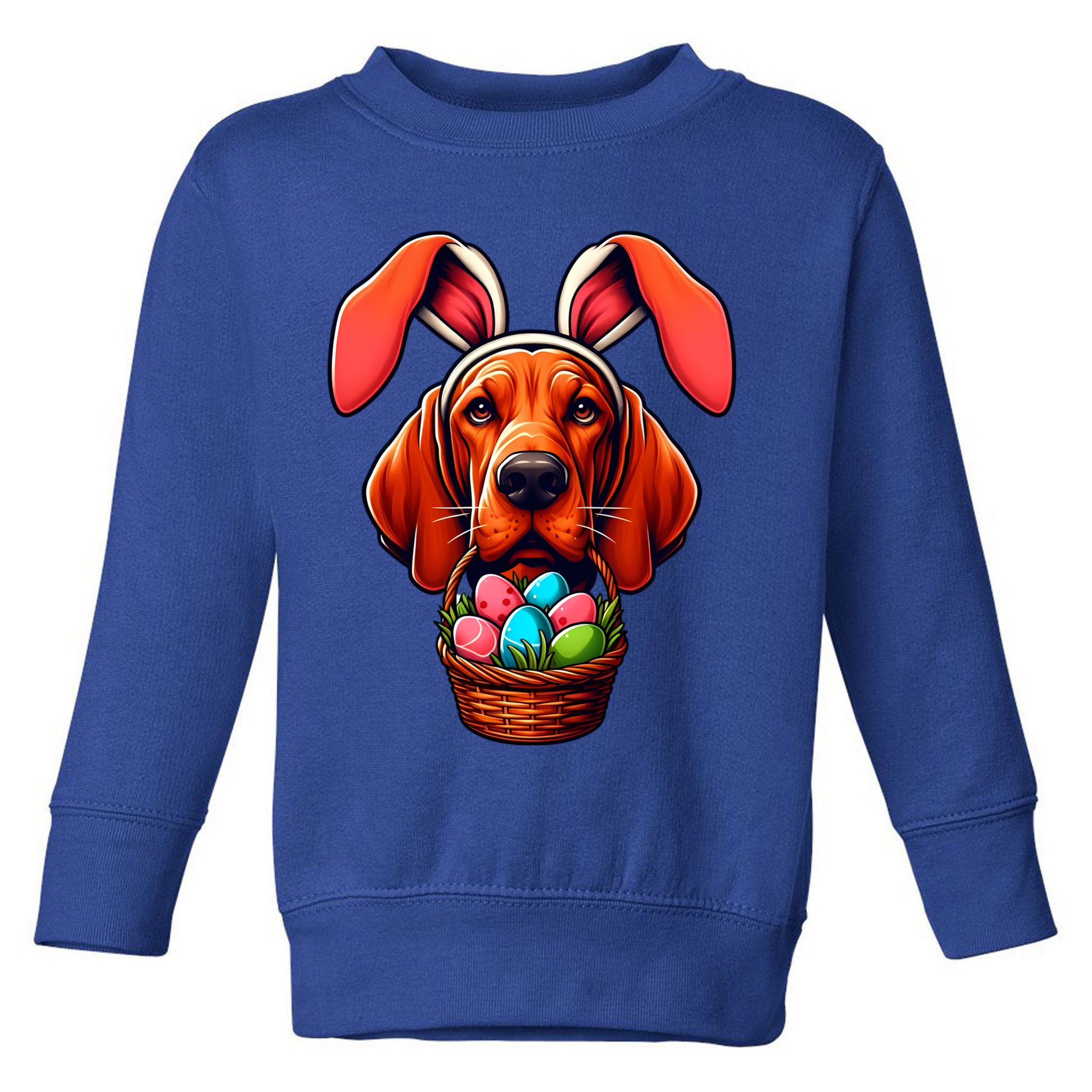 Cute Bunny Ears Redbone Coonhound Dog Easter Egg Hunt Mom Gift Toddler Sweatshirt