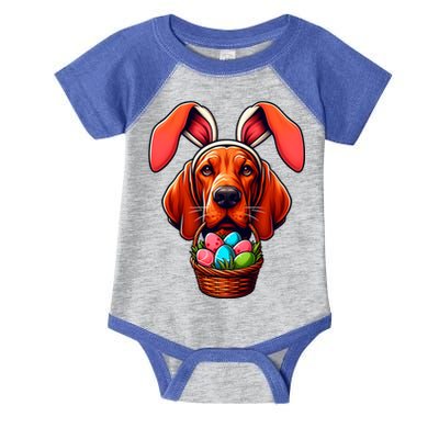 Cute Bunny Ears Redbone Coonhound Dog Easter Egg Hunt Mom Gift Infant Baby Jersey Bodysuit