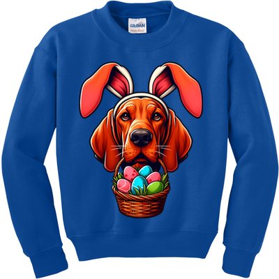 Cute Bunny Ears Redbone Coonhound Dog Easter Egg Hunt Mom Gift Kids Sweatshirt