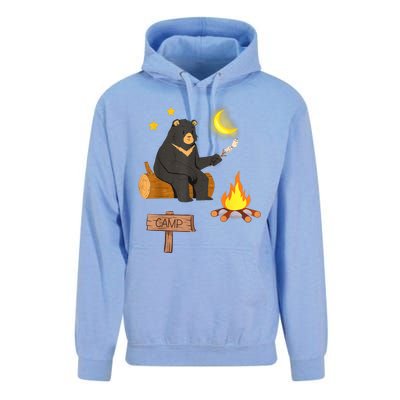 Cute Bear Enjoying Camping And Vacation With Fire Unisex Surf Hoodie