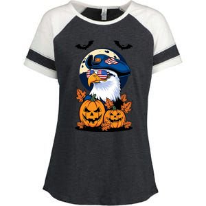 Cute Bald Eagle Witch Halloween Pumpkin Eagle Lover Enza Ladies Jersey Colorblock Tee