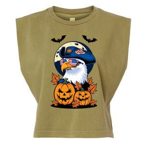 Cute Bald Eagle Witch Halloween Pumpkin Eagle Lover Garment-Dyed Women's Muscle Tee