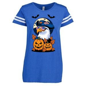 Cute Bald Eagle Witch Halloween Pumpkin Eagle Lover Enza Ladies Jersey Football T-Shirt