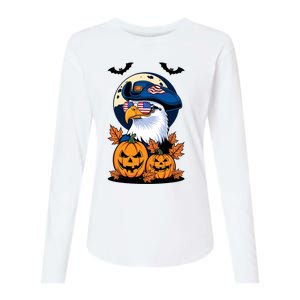 Cute Bald Eagle Witch Halloween Pumpkin Eagle Lover Womens Cotton Relaxed Long Sleeve T-Shirt