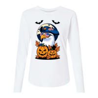 Cute Bald Eagle Witch Halloween Pumpkin Eagle Lover Womens Cotton Relaxed Long Sleeve T-Shirt