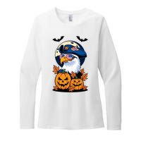 Cute Bald Eagle Witch Halloween Pumpkin Eagle Lover Womens CVC Long Sleeve Shirt