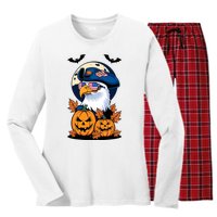 Cute Bald Eagle Witch Halloween Pumpkin Eagle Lover Women's Long Sleeve Flannel Pajama Set 