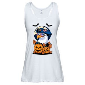 Cute Bald Eagle Witch Halloween Pumpkin Eagle Lover Ladies Essential Flowy Tank