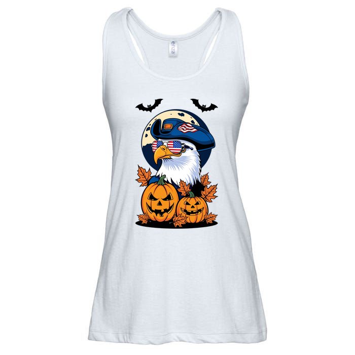 Cute Bald Eagle Witch Halloween Pumpkin Eagle Lover Ladies Essential Flowy Tank