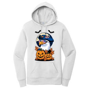 Cute Bald Eagle Witch Halloween Pumpkin Eagle Lover Women's Pullover Hoodie