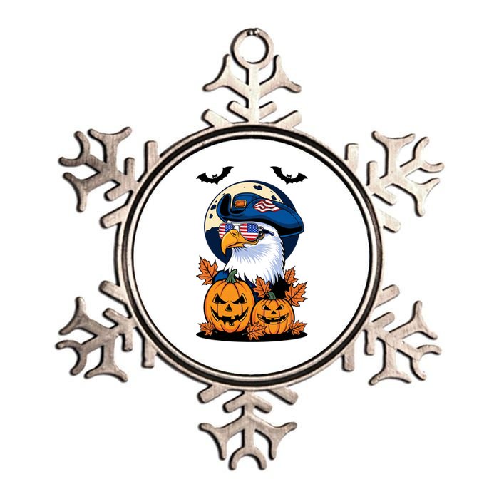 Cute Bald Eagle Witch Halloween Pumpkin Eagle Lover Metallic Star Ornament