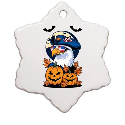 Cute Bald Eagle Witch Halloween Pumpkin Eagle Lover Ceramic Star Ornament