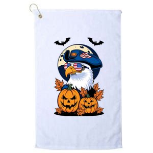 Cute Bald Eagle Witch Halloween Pumpkin Eagle Lover Platinum Collection Golf Towel