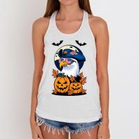 Cute Bald Eagle Witch Halloween Pumpkin Eagle Lover Women's Knotted Racerback Tank