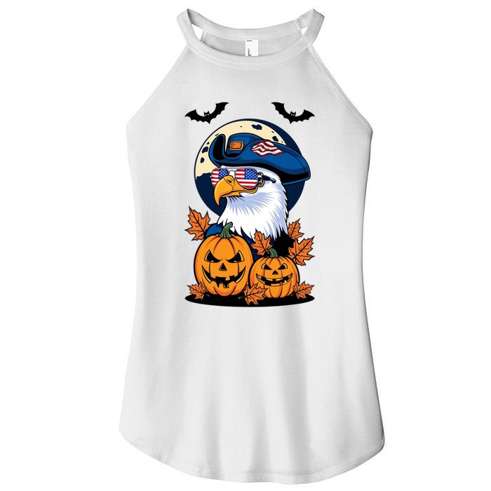 Cute Bald Eagle Witch Halloween Pumpkin Eagle Lover Women's Perfect Tri Rocker Tank