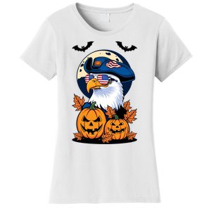 Cute Bald Eagle Witch Halloween Pumpkin Eagle Lover Women's T-Shirt