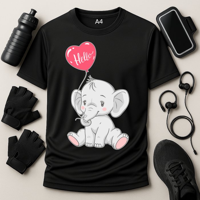 Cute Baby Elephant With Balloon Cooling Performance Crew T-Shirt