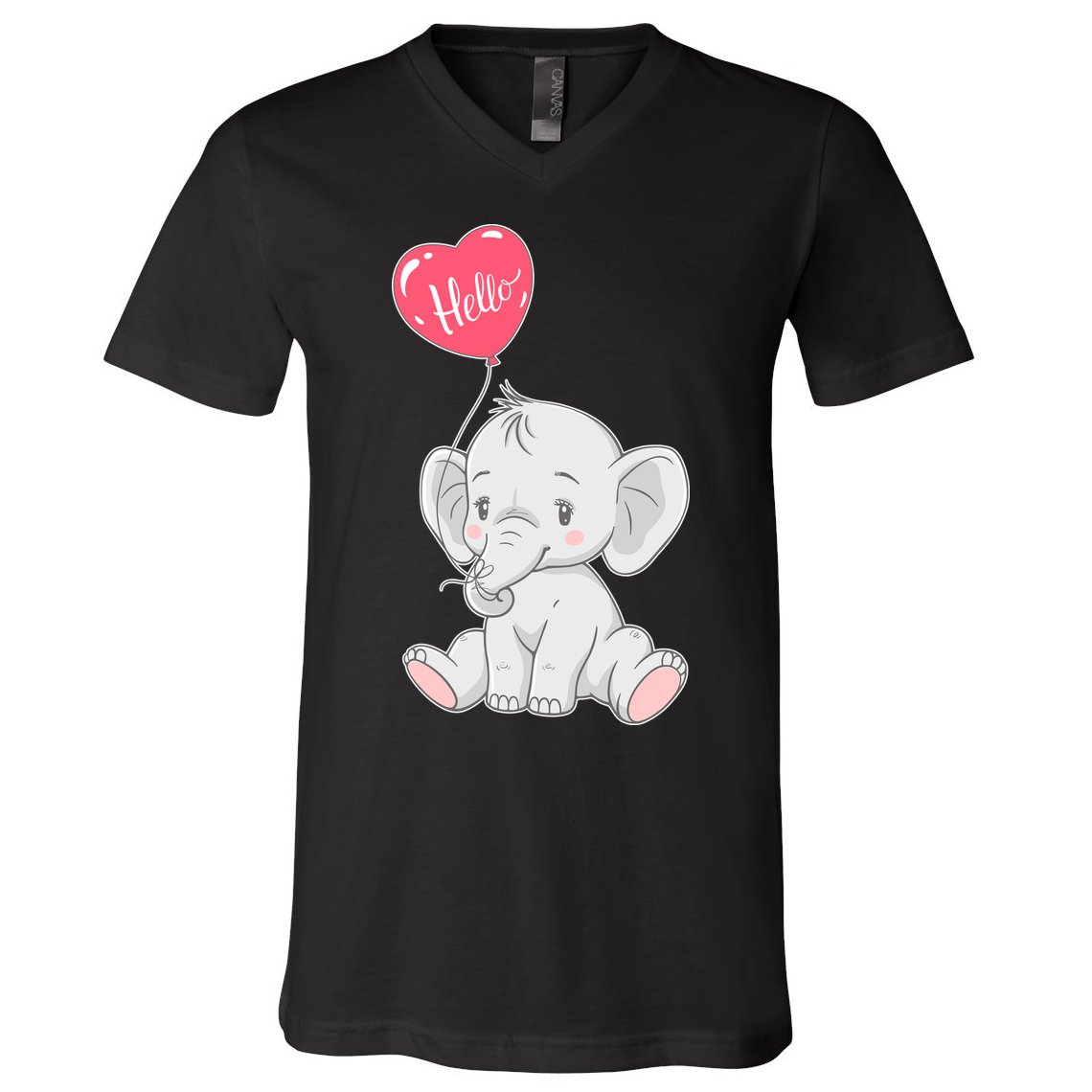 Cute Baby Elephant With Balloon V-Neck T-Shirt