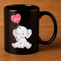 Cute Baby Elephant With Balloon 11oz C Handle Ceramic Mug