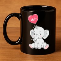 Cute Baby Elephant With Balloon 11oz C Handle Ceramic Mug