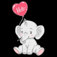 Cute Baby Elephant With Balloon Drawstring Bag