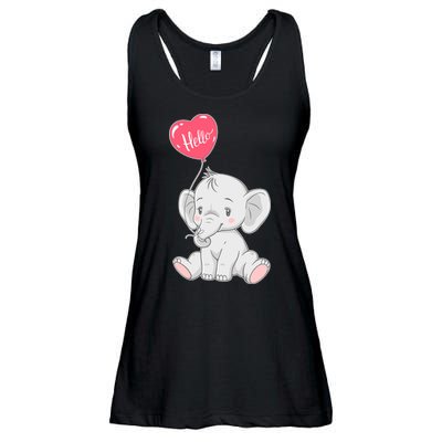 Cute Baby Elephant With Balloon Ladies Essential Flowy Tank