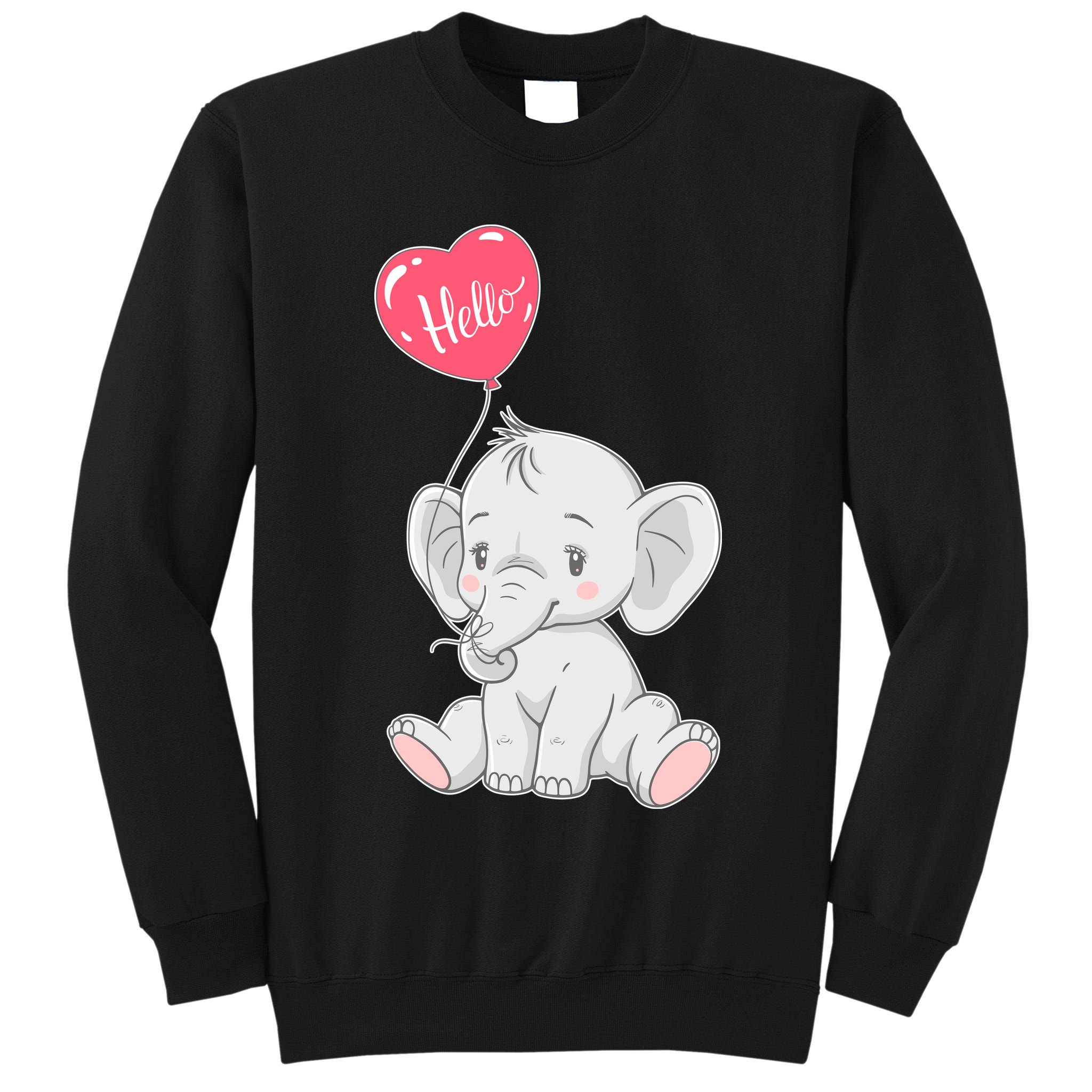 Cute Baby Elephant With Balloon Tall Sweatshirt