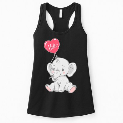Cute Baby Elephant With Balloon Womens Tank Top