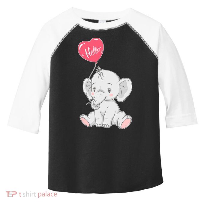 Cute Baby Elephant With Balloon Toddler Fine Jersey T-Shirt