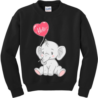 Cute Baby Elephant With Balloon Kids Sweatshirt
