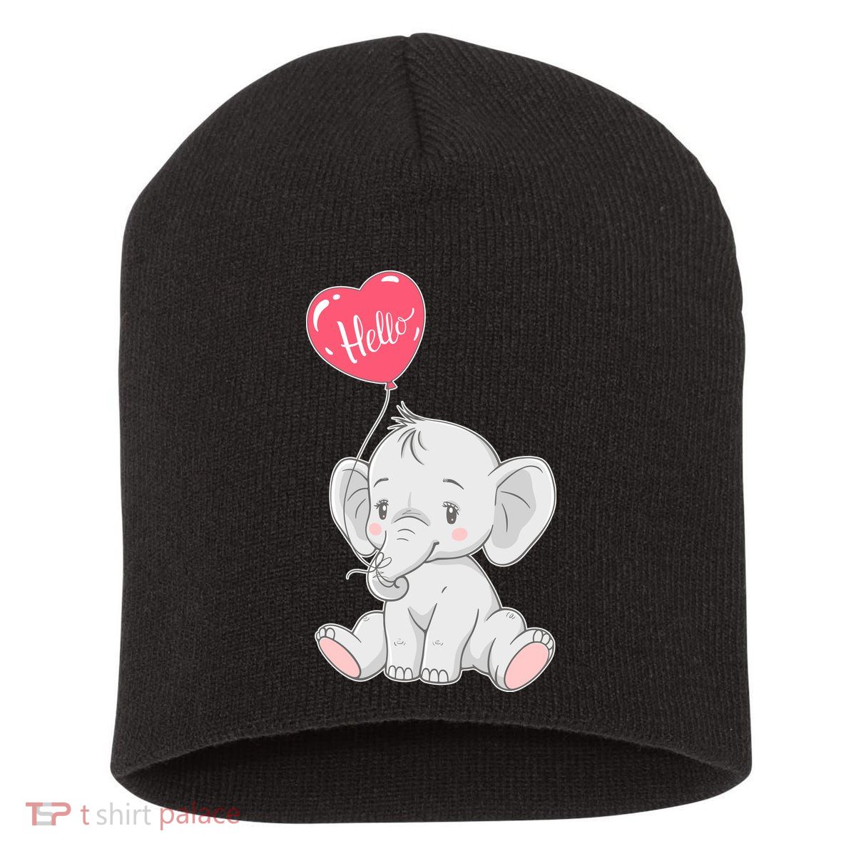 Cute Baby Elephant With Balloon Short Acrylic Beanie