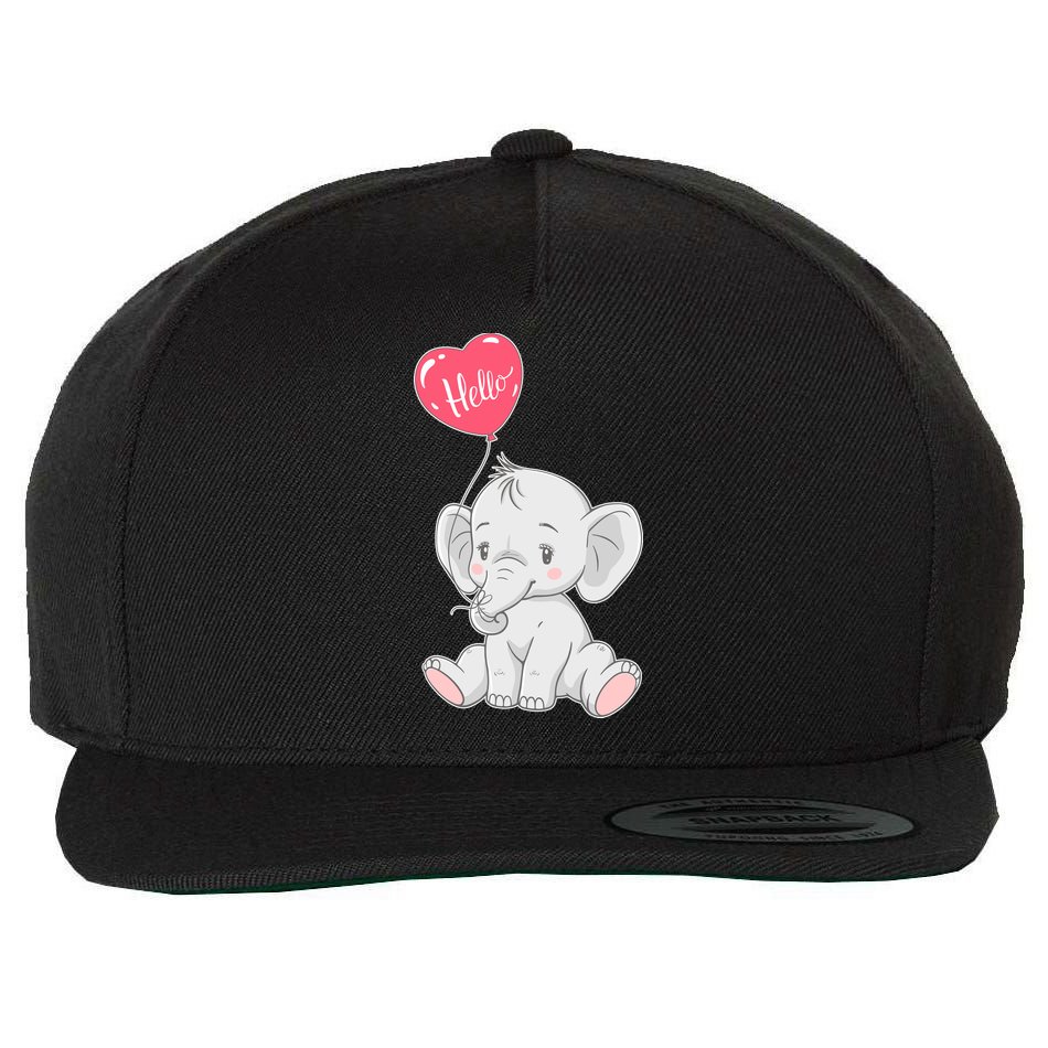 Cute Baby Elephant With Balloon Wool Snapback Cap