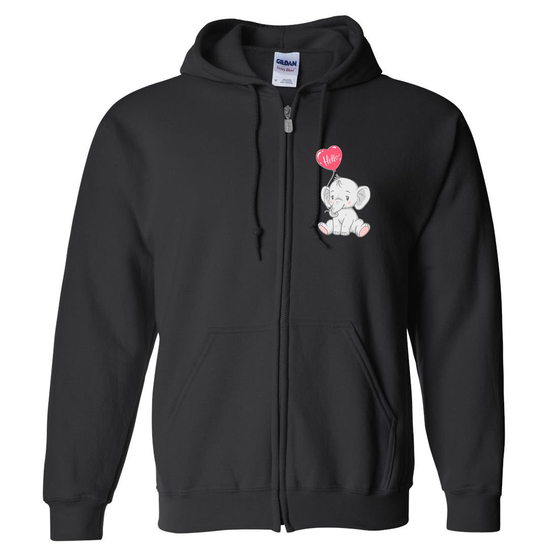 Cute Baby Elephant With Balloon Full Zip Hoodie