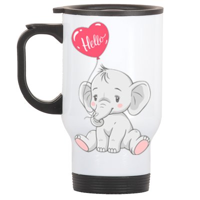 Cute Baby Elephant With Balloon Stainless Steel Travel Mug