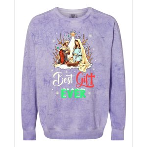 Christian Best Ever Christmas Cool Jesus Nativity Scene Xmas Gift Colorblast Crewneck Sweatshirt