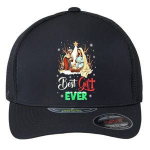 Christian Best Ever Christmas Cool Jesus Nativity Scene Xmas Gift Flexfit Unipanel Trucker Cap