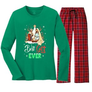 Christian Best Ever Christmas Cool Jesus Nativity Scene Xmas Gift Women's Long Sleeve Flannel Pajama Set 