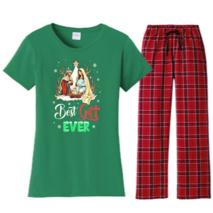 Christian Best Ever Christmas Cool Jesus Nativity Scene Xmas Gift Women's Flannel Pajama Set